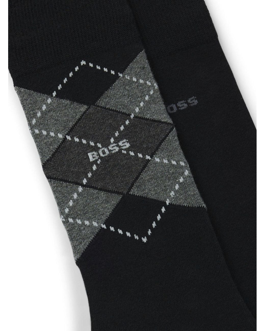 Boss Black Argyle Logo Socks 2 Pack for men