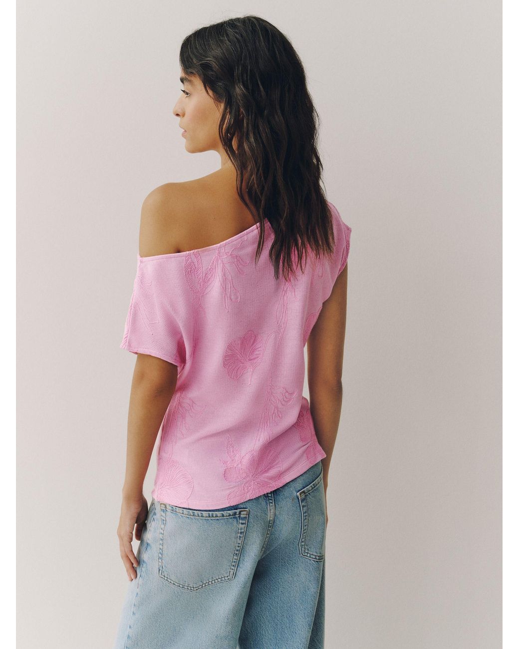 Next Pink Off The Shoulder Short Sleeve Top