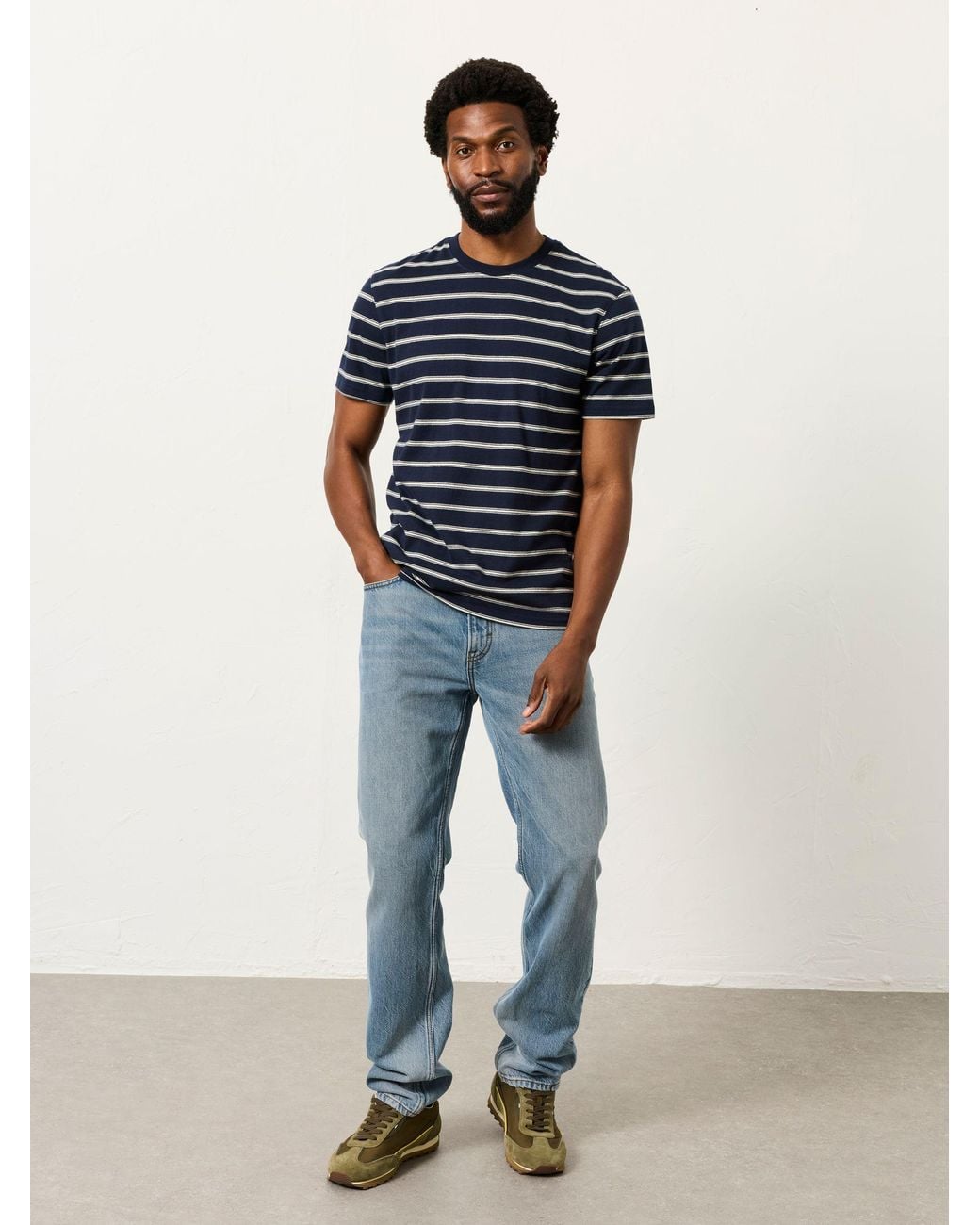 FatFace Blue Fatface 2 Pack/ Stripe Short Sleeve Stripe T-Shirts for men