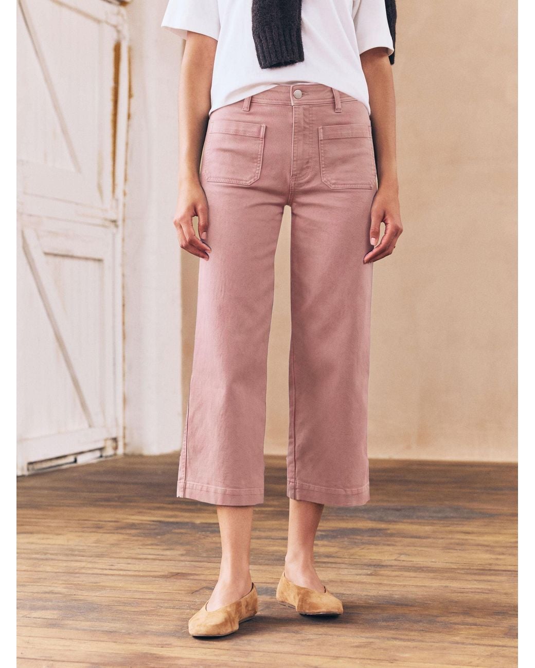 Next Pink Cropped Patch Pocket Jeans