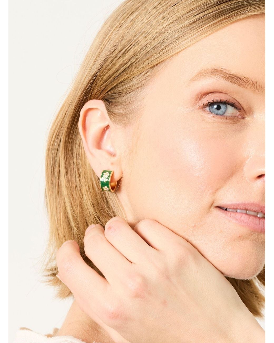 FatFace Natural Fatface Enamel Floral Hoop Earrings