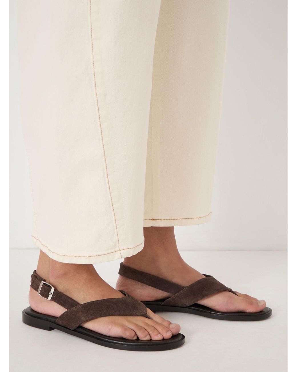 Hush Natural Zenya Suede Toe Post Sandals