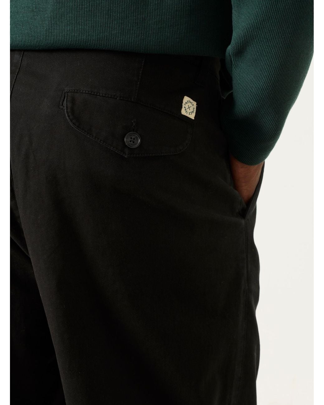 FatFace Black Perth Pleat Front Chinos for men