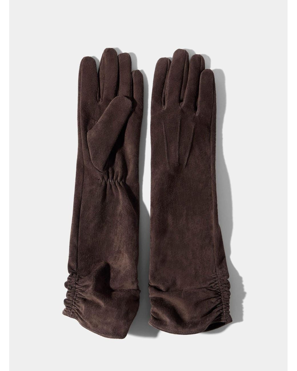 Mint Velvet Brown Suede Long Gloves