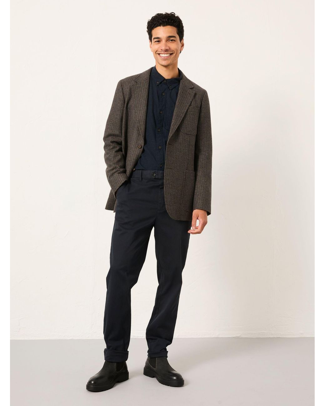 FatFace Brown Witley Wool Mix Houndstooth Check Blazer for men