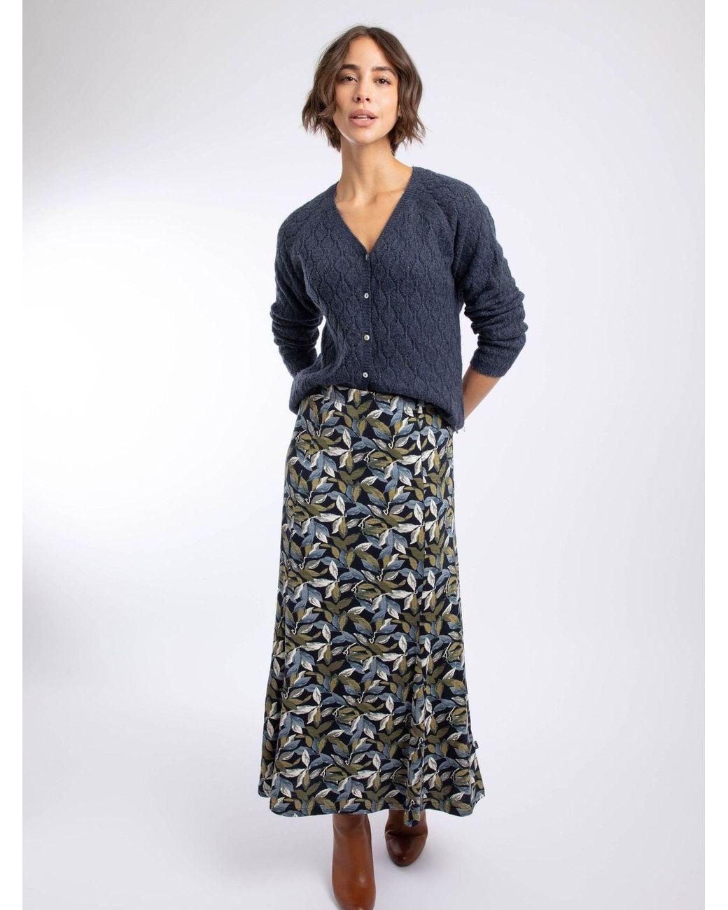 Weird Fish Posie Pointelle Knit Cardigan in Blue | Lyst