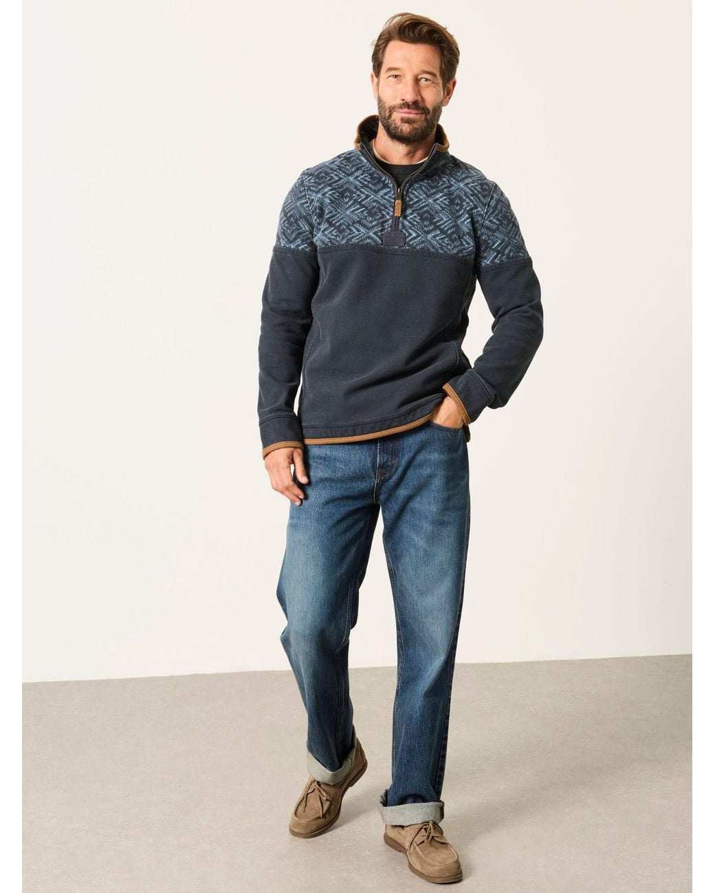 FatFace Green Airlie 100% Cotton Quarter Zip Sweatshirt for men