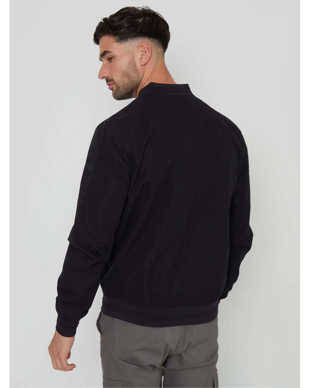 Threadbare Black Showerproof Classic Bomber Jacket for men