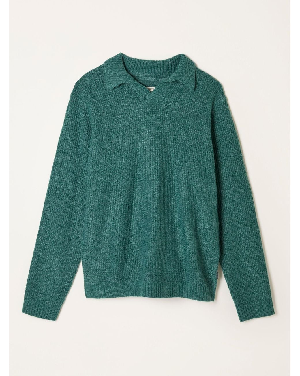FatFace Green Calder Split Collar Knitted Jumper for men
