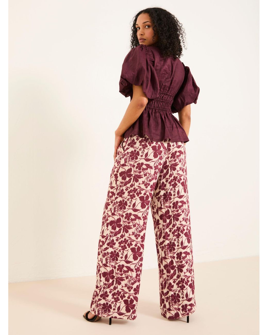 FatFace Brown Kingston Printed Satin Trousers