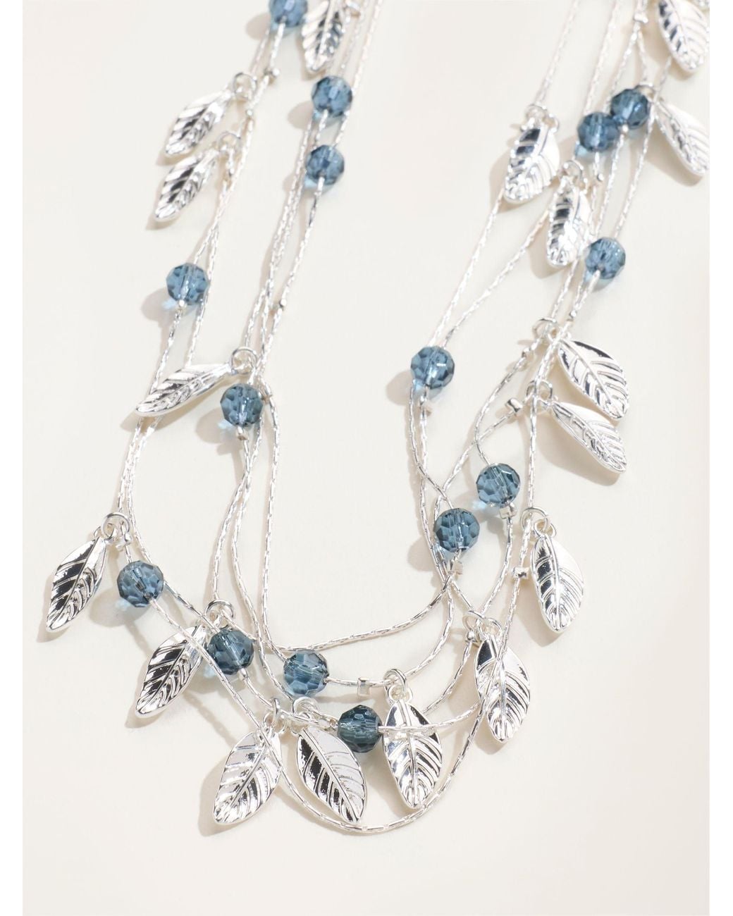 FatFace Black Layered Leaf Necklace