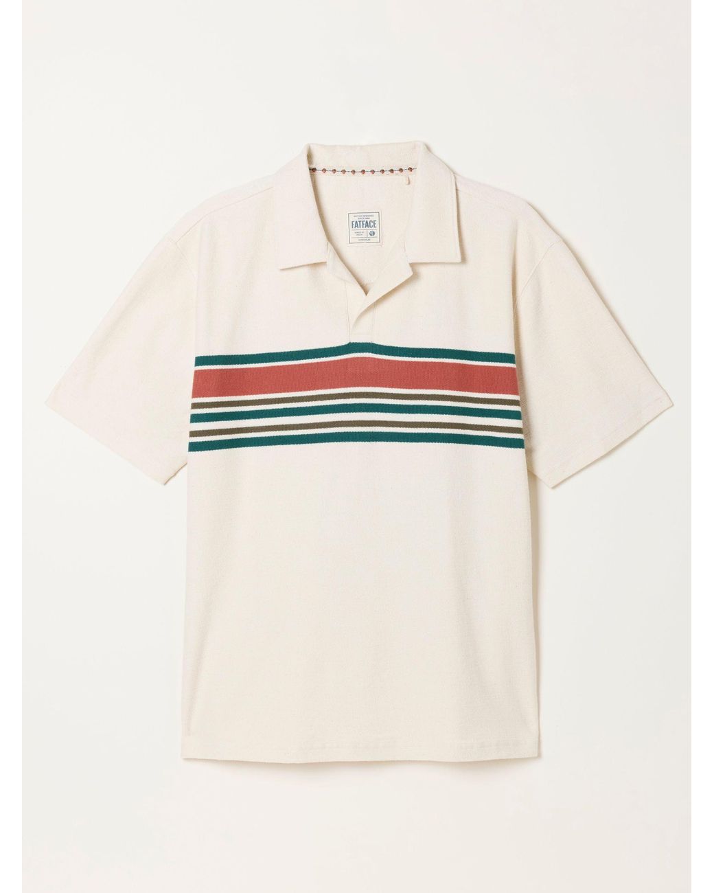 FatFace Natural Fatface Sutton Textured Chest Stripe Polo for men