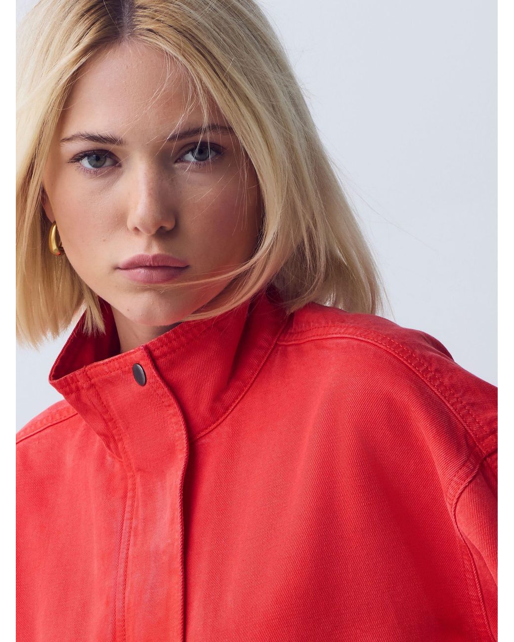 Next Red Funnel Neck Cotton Utility Jacket