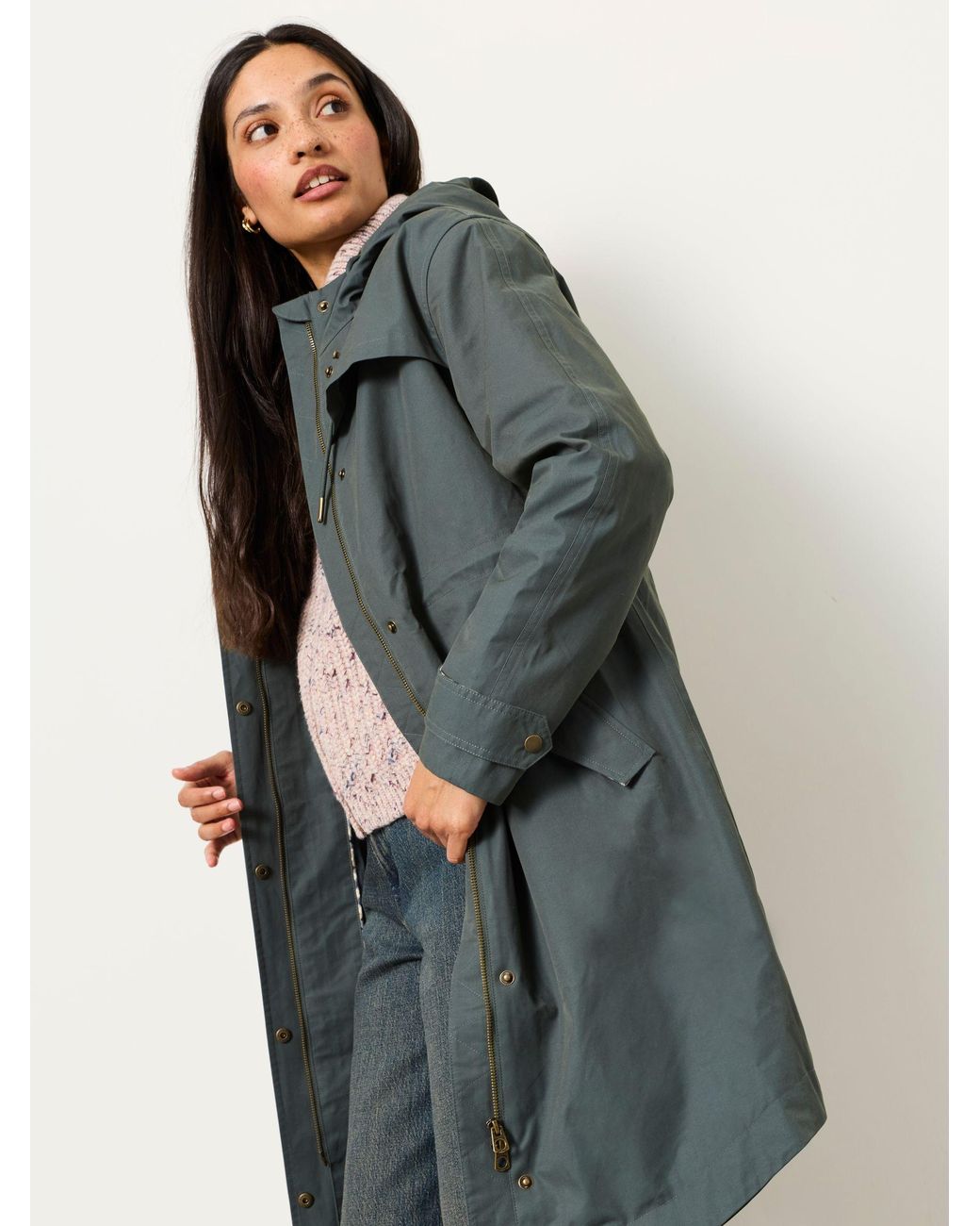 FatFace Blue Inverness Long Raincoat