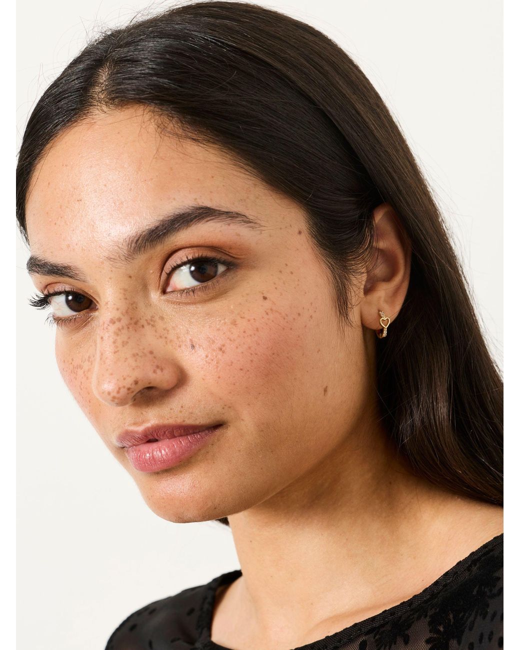 FatFace Natural Fatface Tone Heart Huggie Earrings