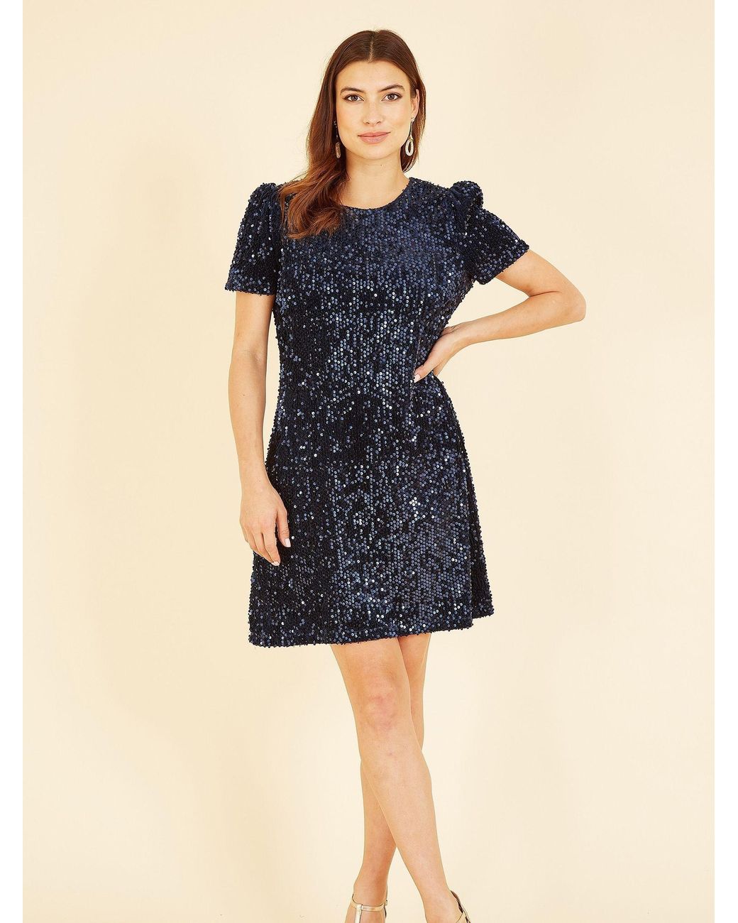 Yumi' Blue Sequin Tunic Dress