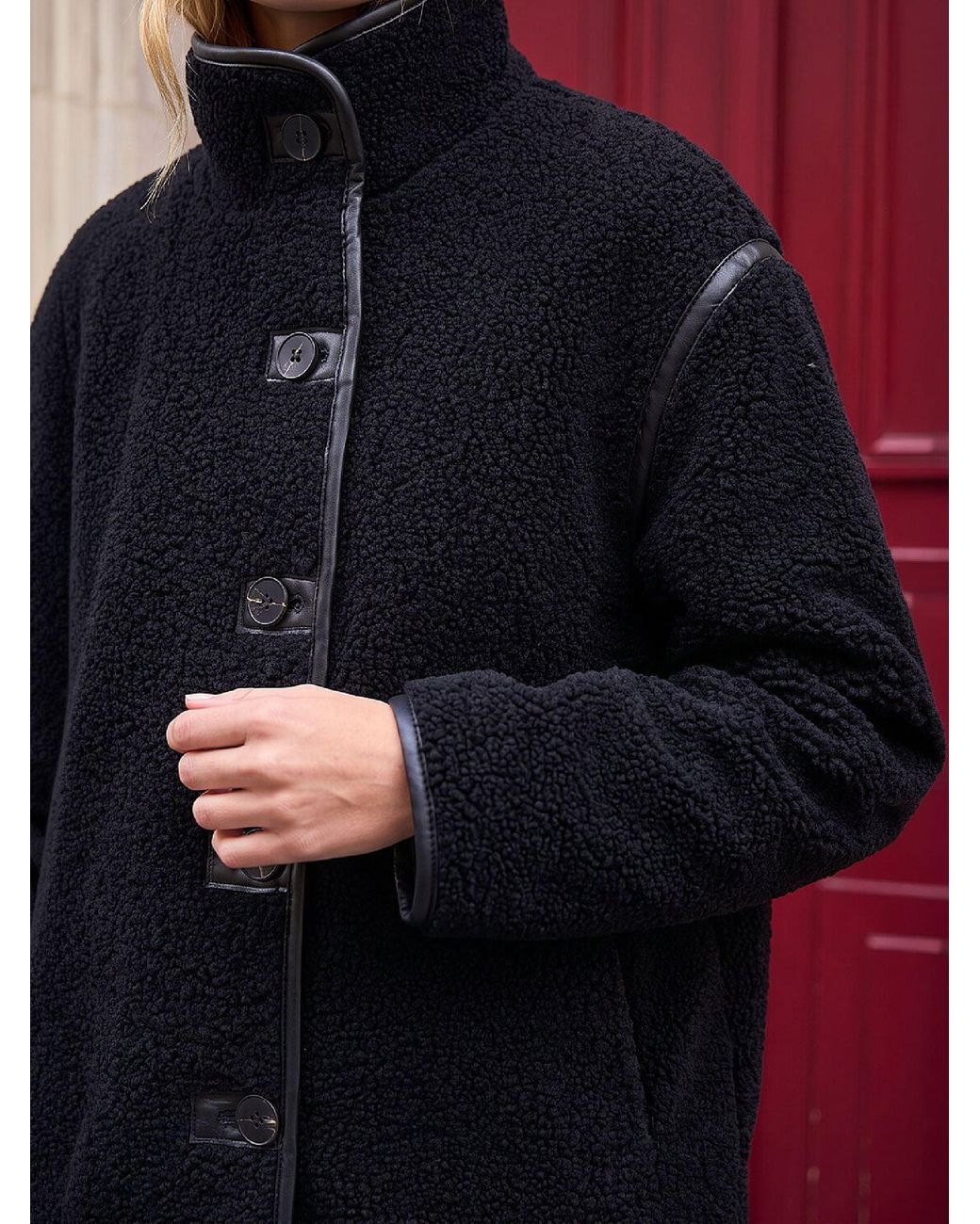 Roman Blue Borg Piped Coat