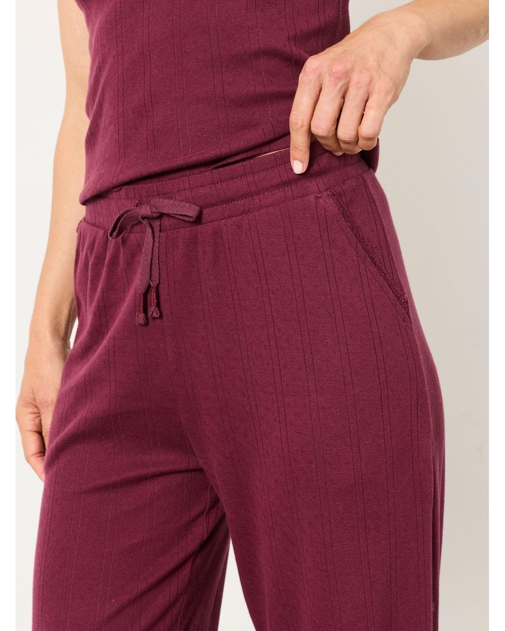 FatFace Red Lola Pointelle Wide Leg Trousers