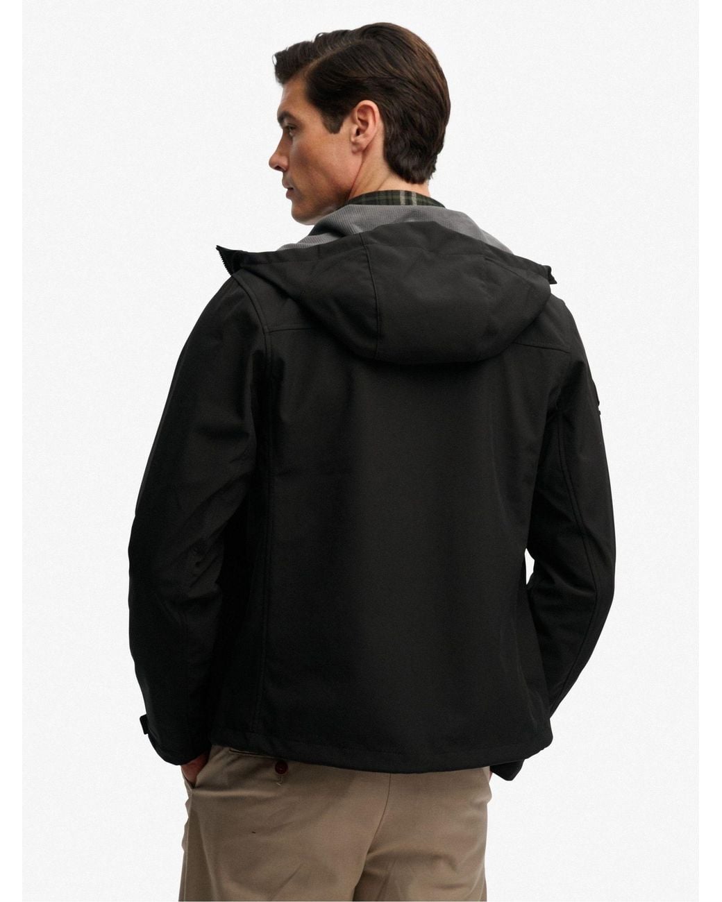 Superdry Black Hooded Softshell Trekker Jacket for men