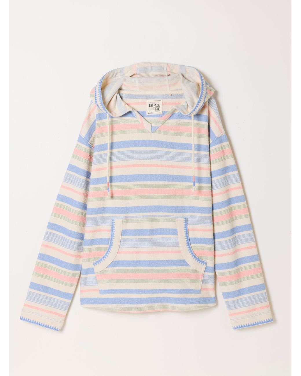 FatFace White Poppy Stripe Homespun Overhead Hoodie