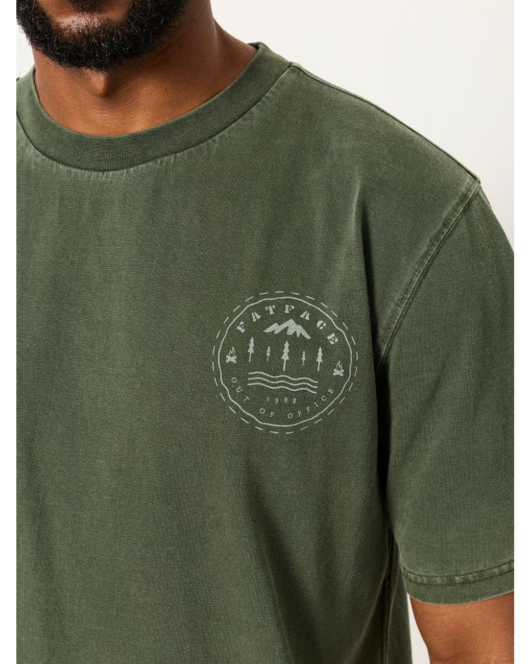FatFace Green Relaxed Fit Mountain Graphic T-Shirt for men