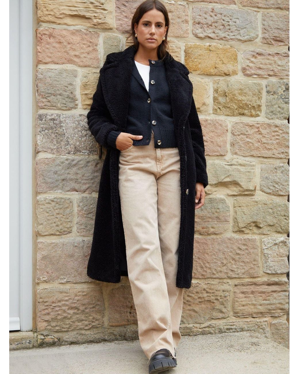 Threadbare Blue Longline Borg Teddy Coat