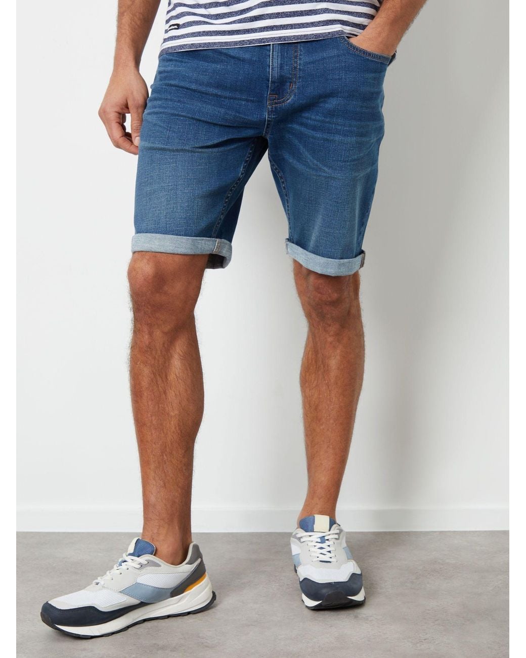 Threadbare Blue Denim Shorts for men