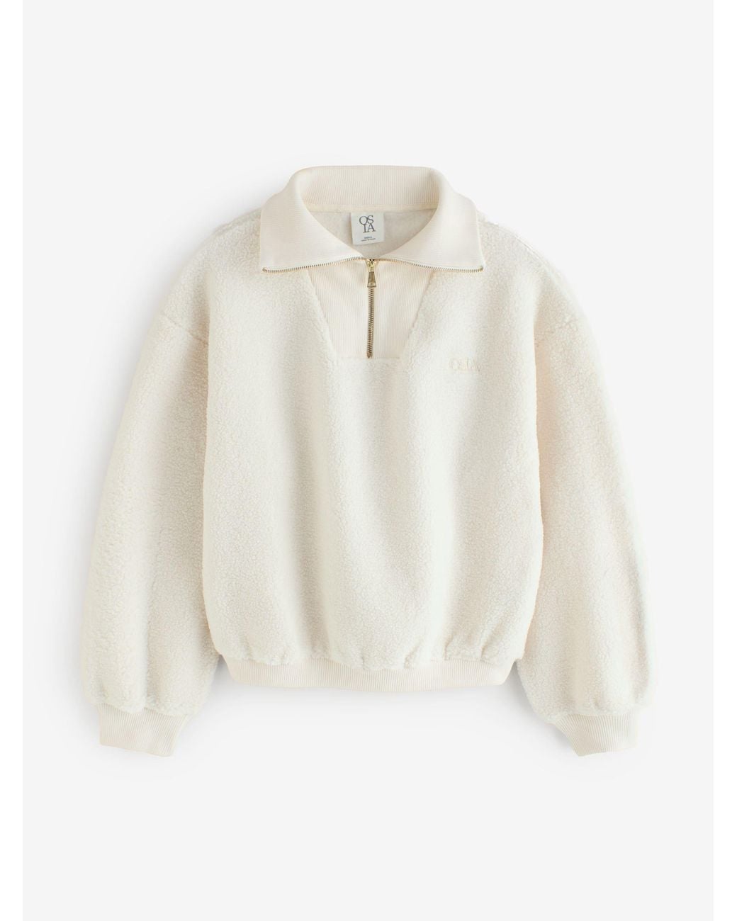 OSIA White Borg Zip Through 3/4 Fleece