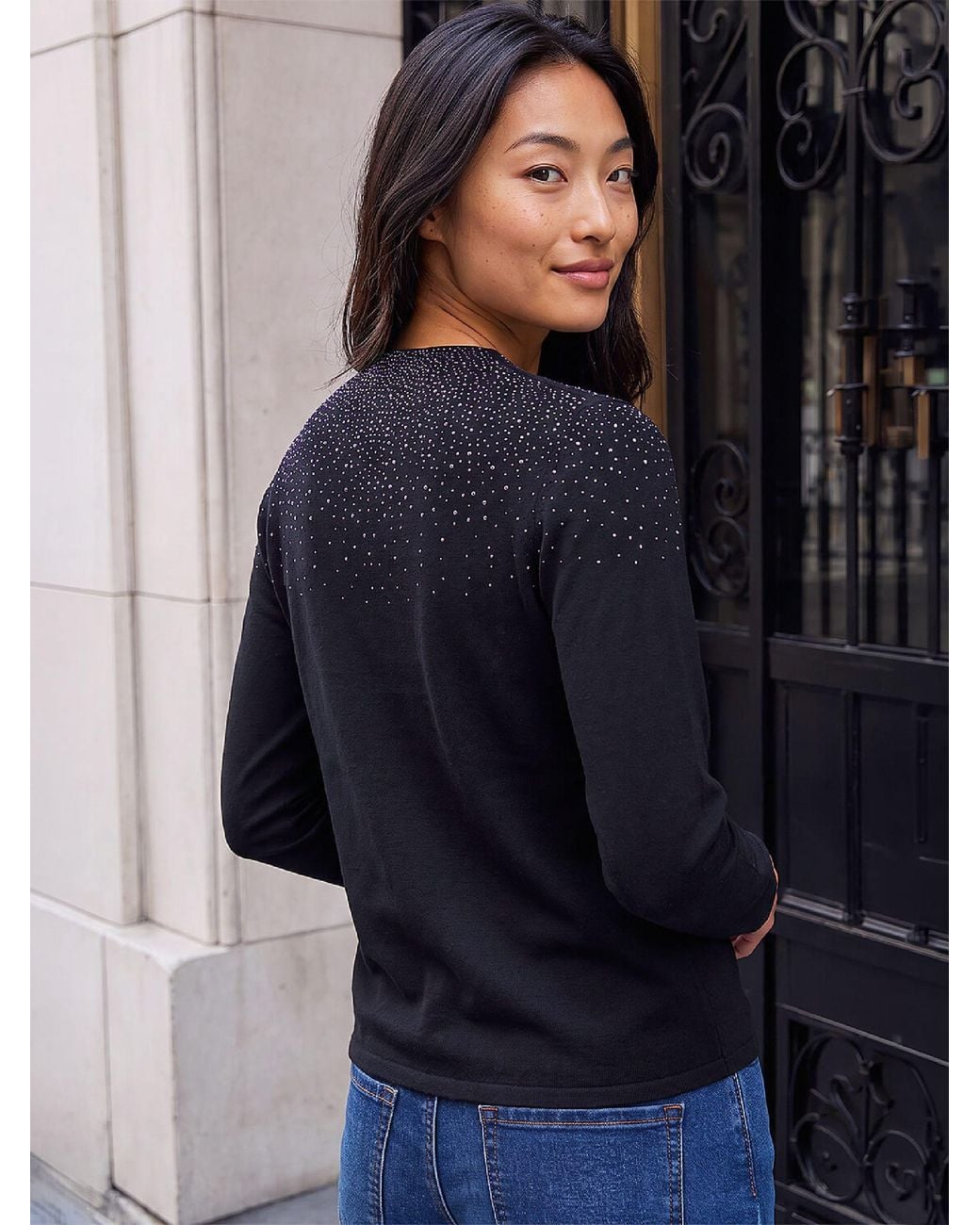 Roman Blue Petite Hotfix Jumper