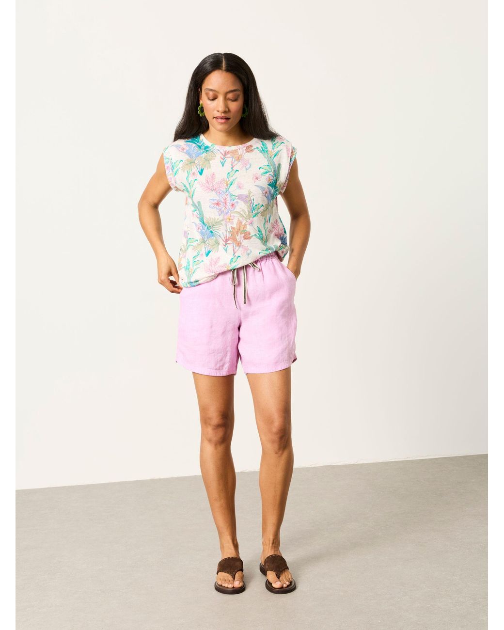 FatFace Pink Lou 100% Linen Tank Top