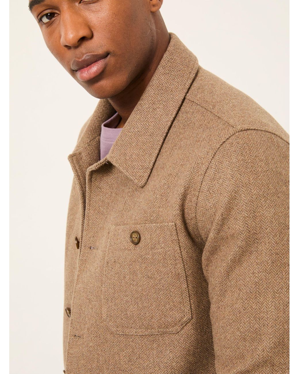 FatFace Natural Herringbone Worker Jacket for men