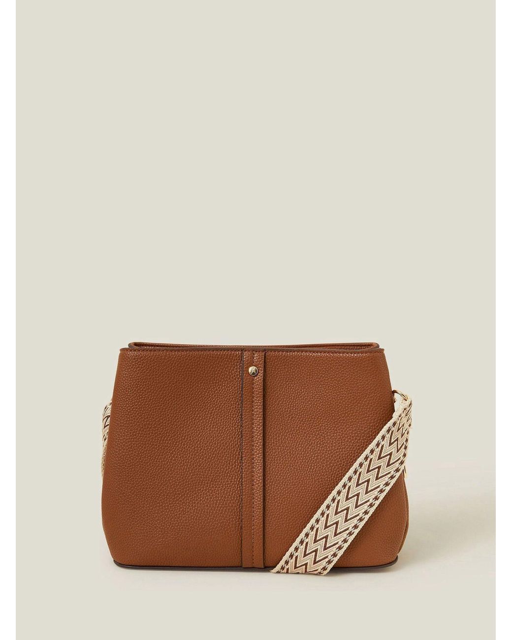 Accessorize Brown Faux Leather Webbing Strap Cross-Body Bag