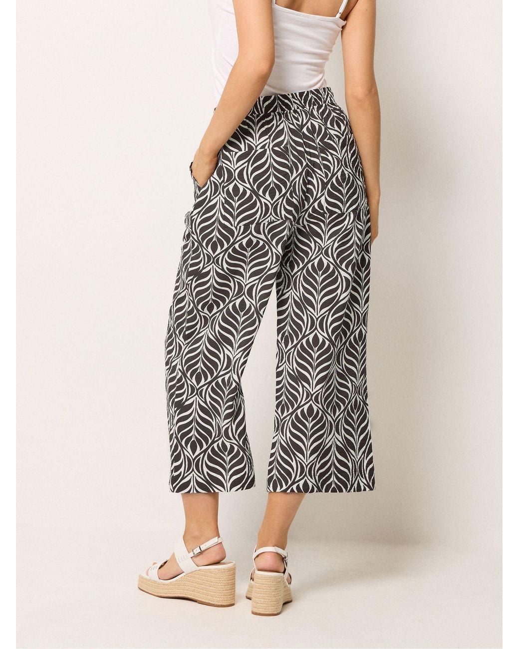M Com Gray Printed Culottes
