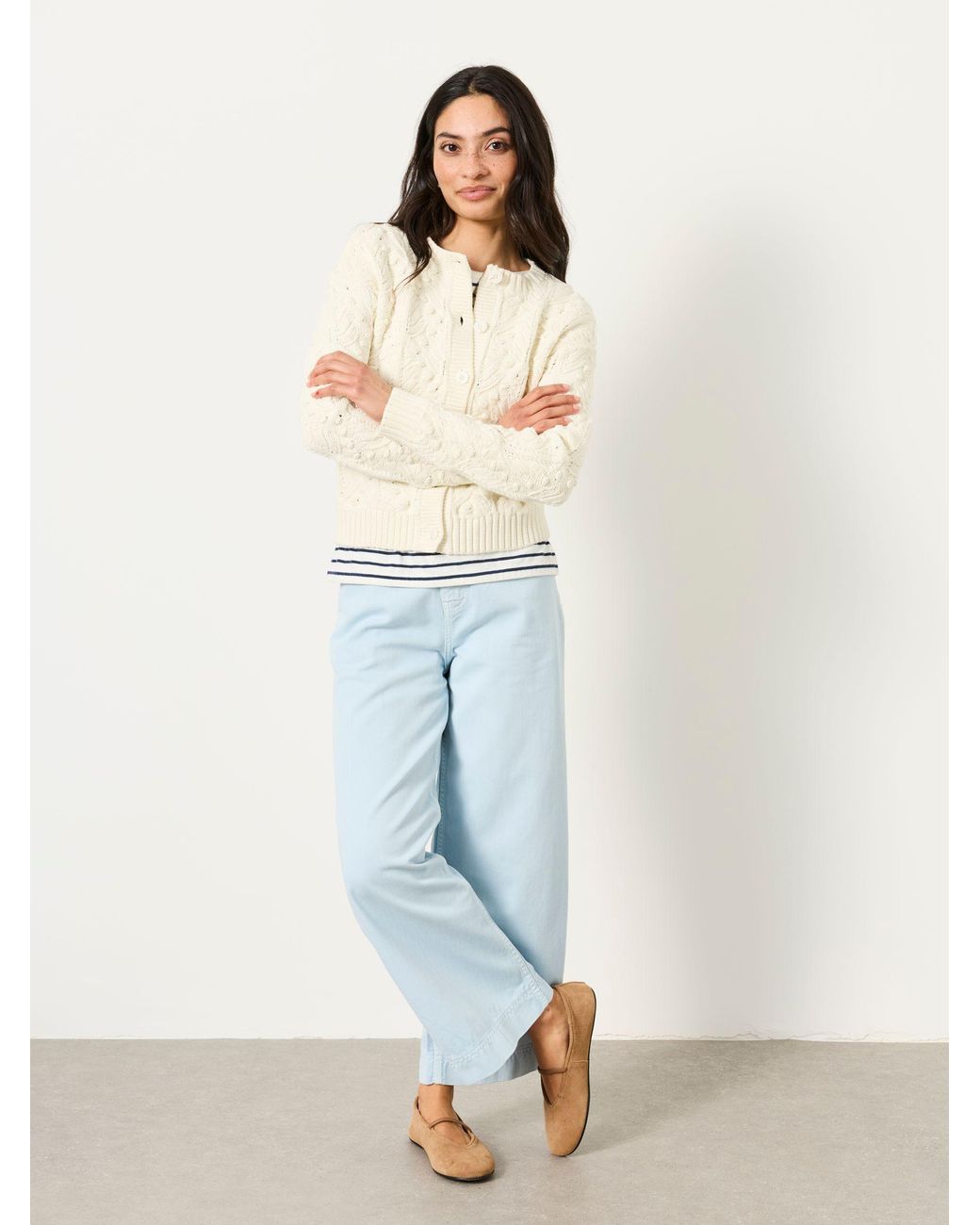 FatFace Blue Fatface Hove Wide Leg Cropped Trousers