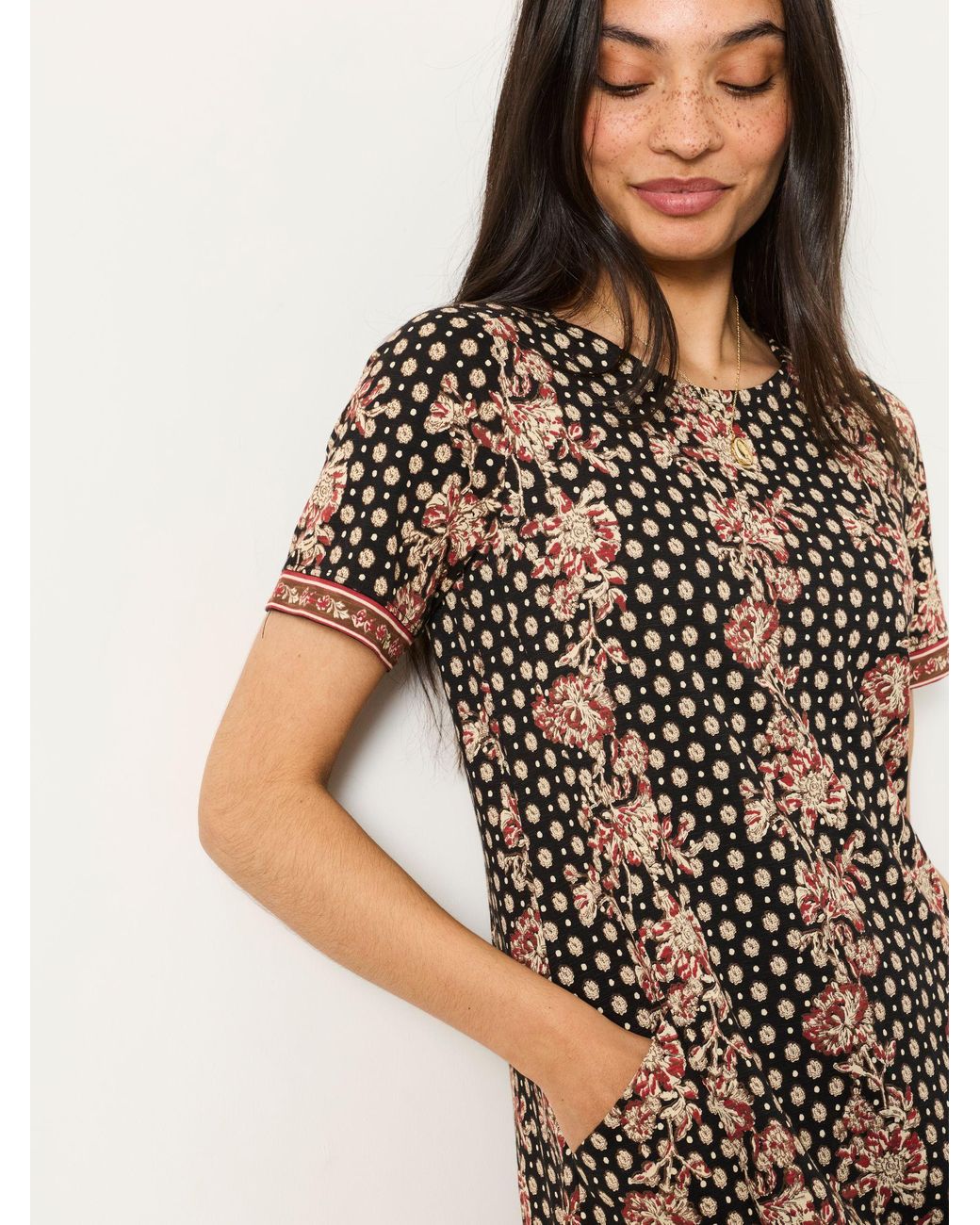 FatFace Natural Simone Petite Floral Jersey Dress