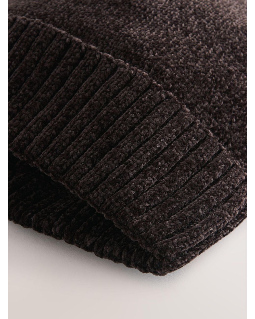 Next Black Chocolate Chenille Beanie Hat for men