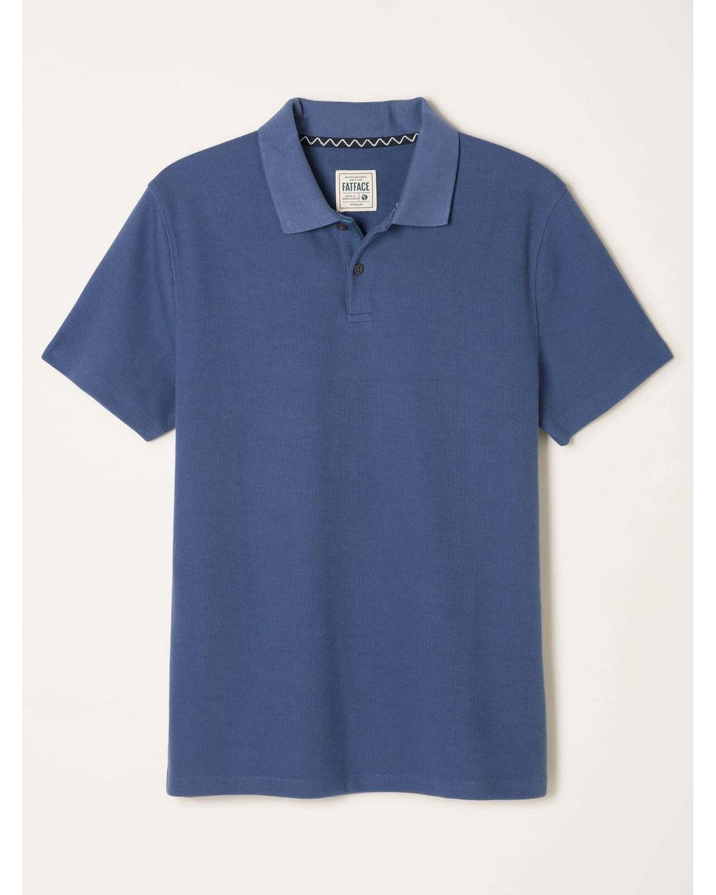 FatFace Blue Short Sleeve Ribbed Polo Ayr for men