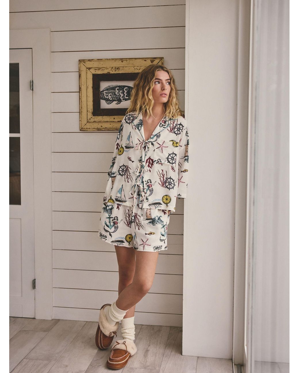 Next White Tie Front Short Pyjamas Set