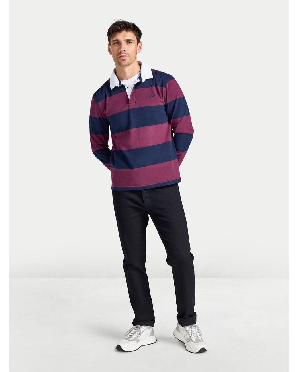 Tourus Raging Hunter Raging Bull Long Sleeve Wide Stripe Rugby Shirt in Blue for Men | Lyst