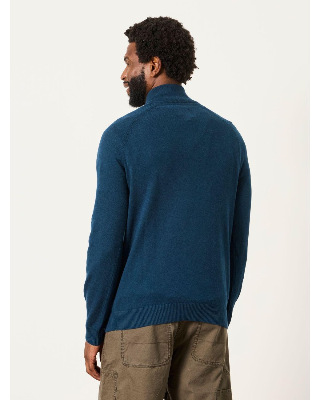 FatFace Blue Rye Quarter Zip Knitted Jumper for men