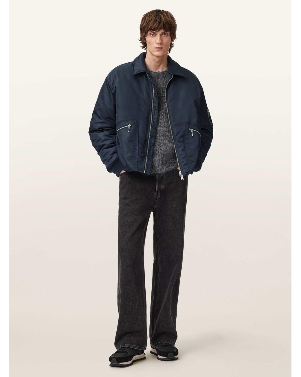 AllSaints Blue Allsaints Fallon Bomber Jacket for men