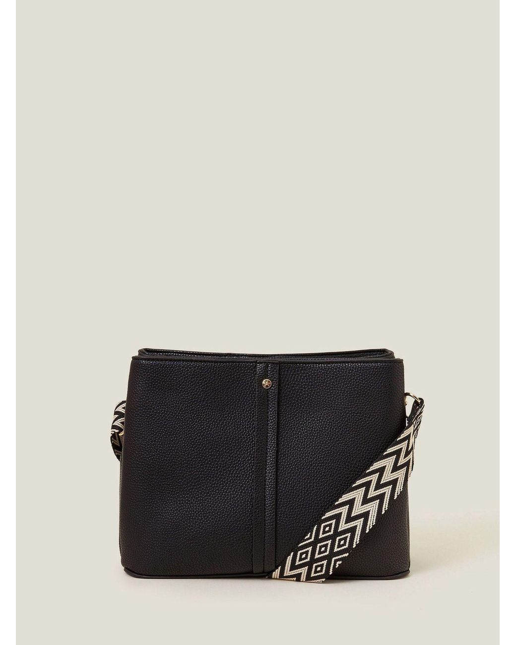 Accessorize Black Faux Leather Webbing Strap Cross-Body Bag