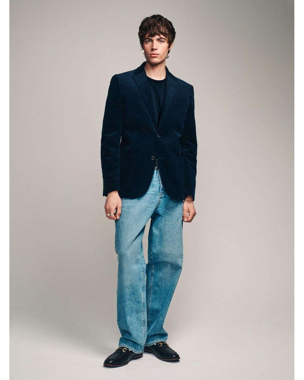 Next Blue Regular Fit Cord Blazer for men