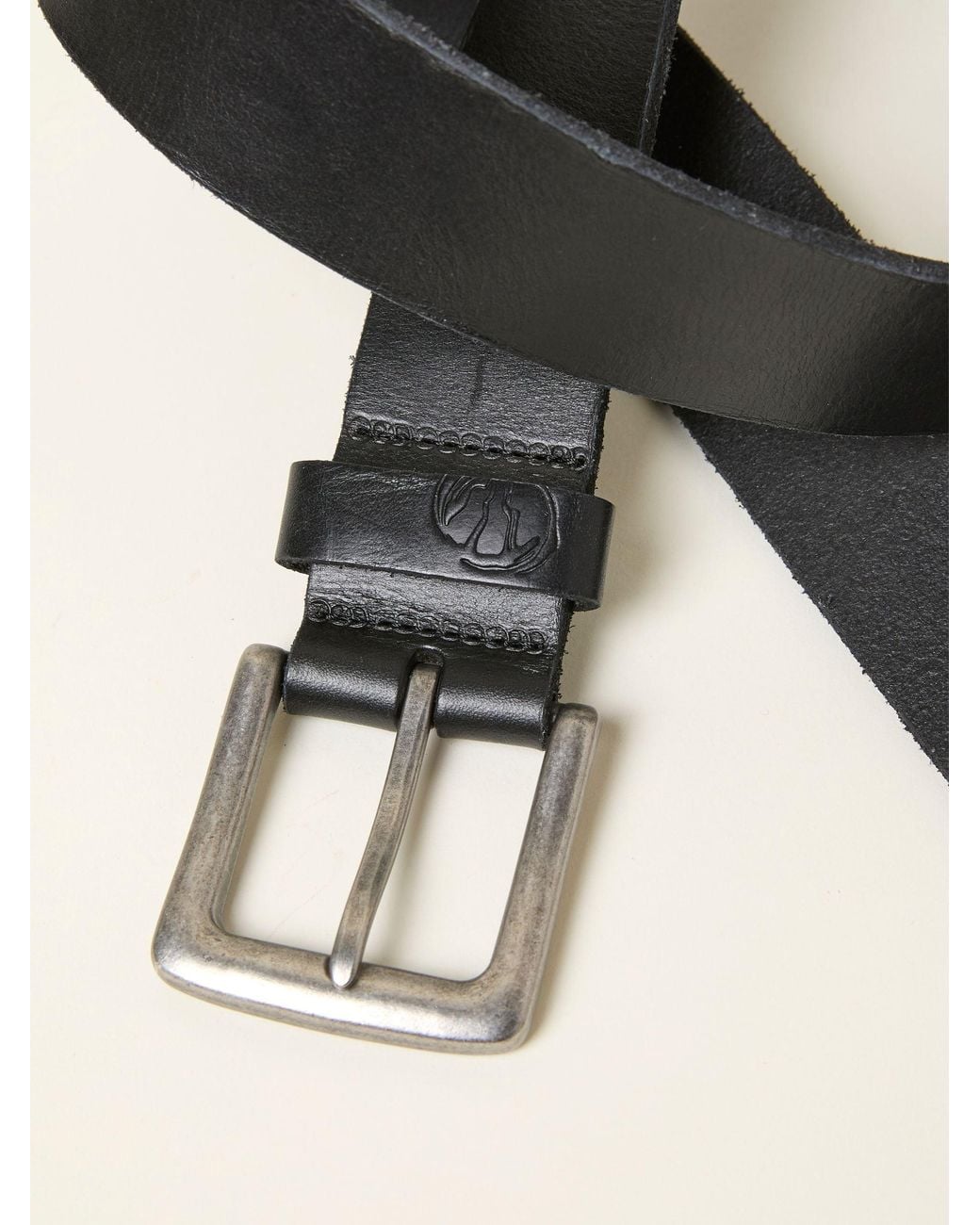 FatFace Black Plain Leather Belt for men