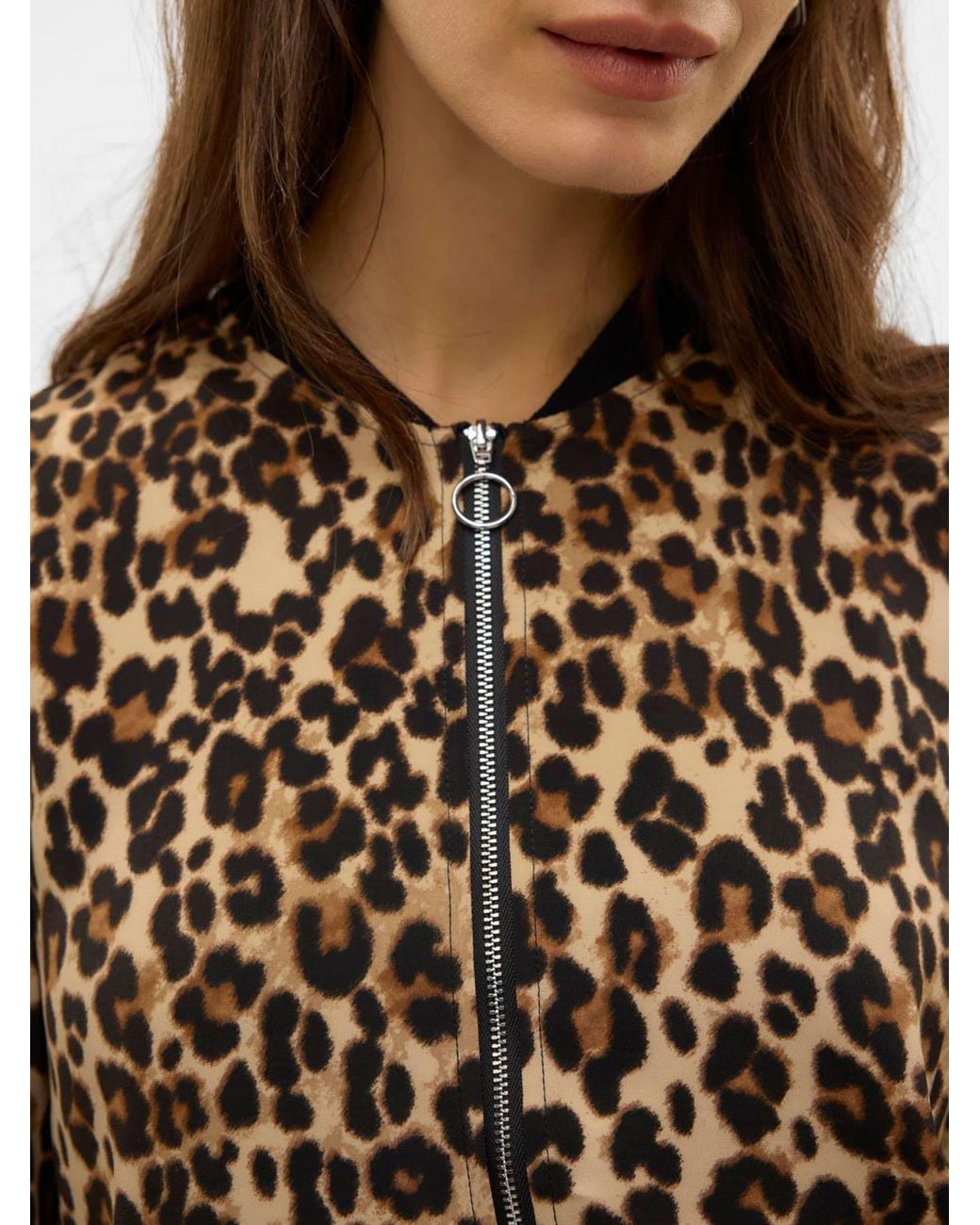 Vero Moda Brown Leopard Print Lightweight Bomber Jacket