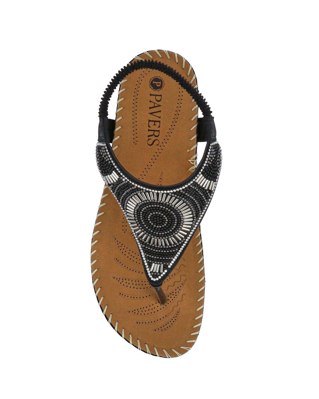 Pavers Black Elasticated Toe-Post Sandals