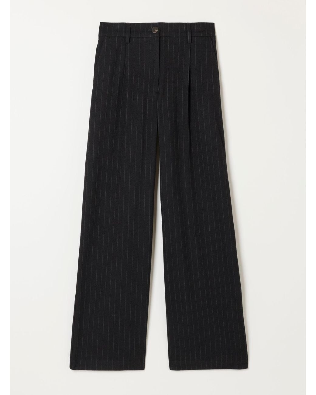 FatFace Black Amelie Pinstripe Wide Leg Trousers