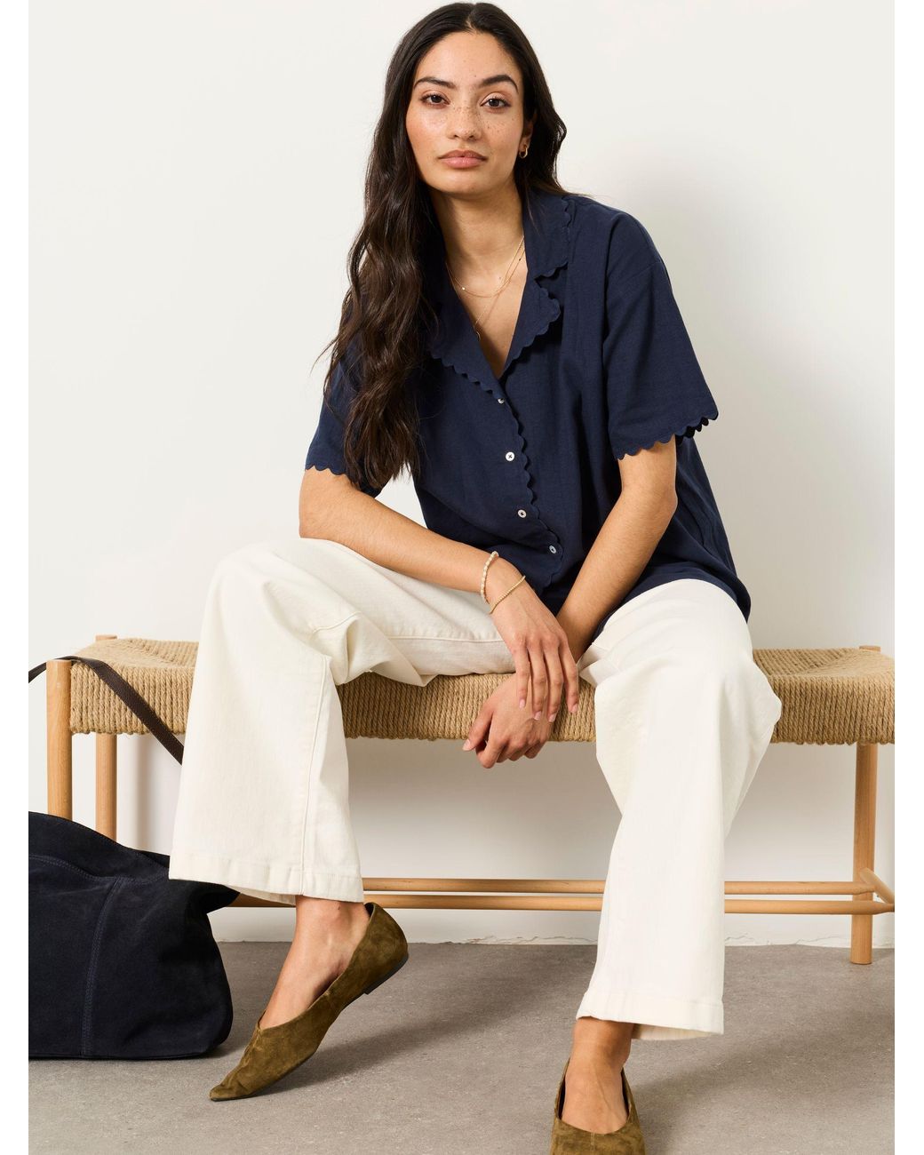 FatFace Blue Fatface Kara Linen Shirt