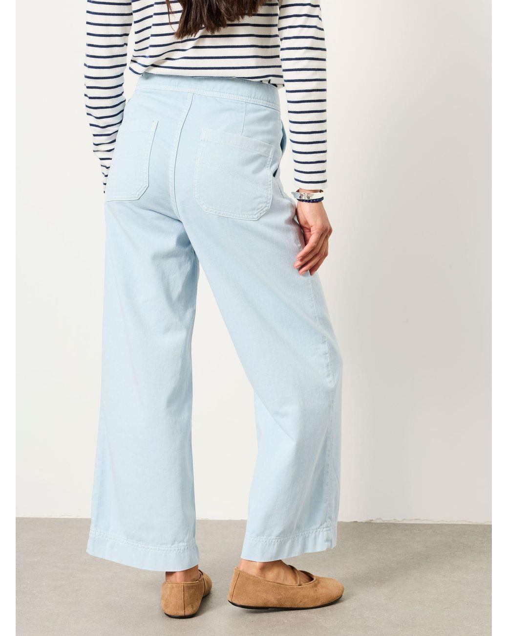 FatFace Blue Fatface Hove Wide Leg Cropped Trousers