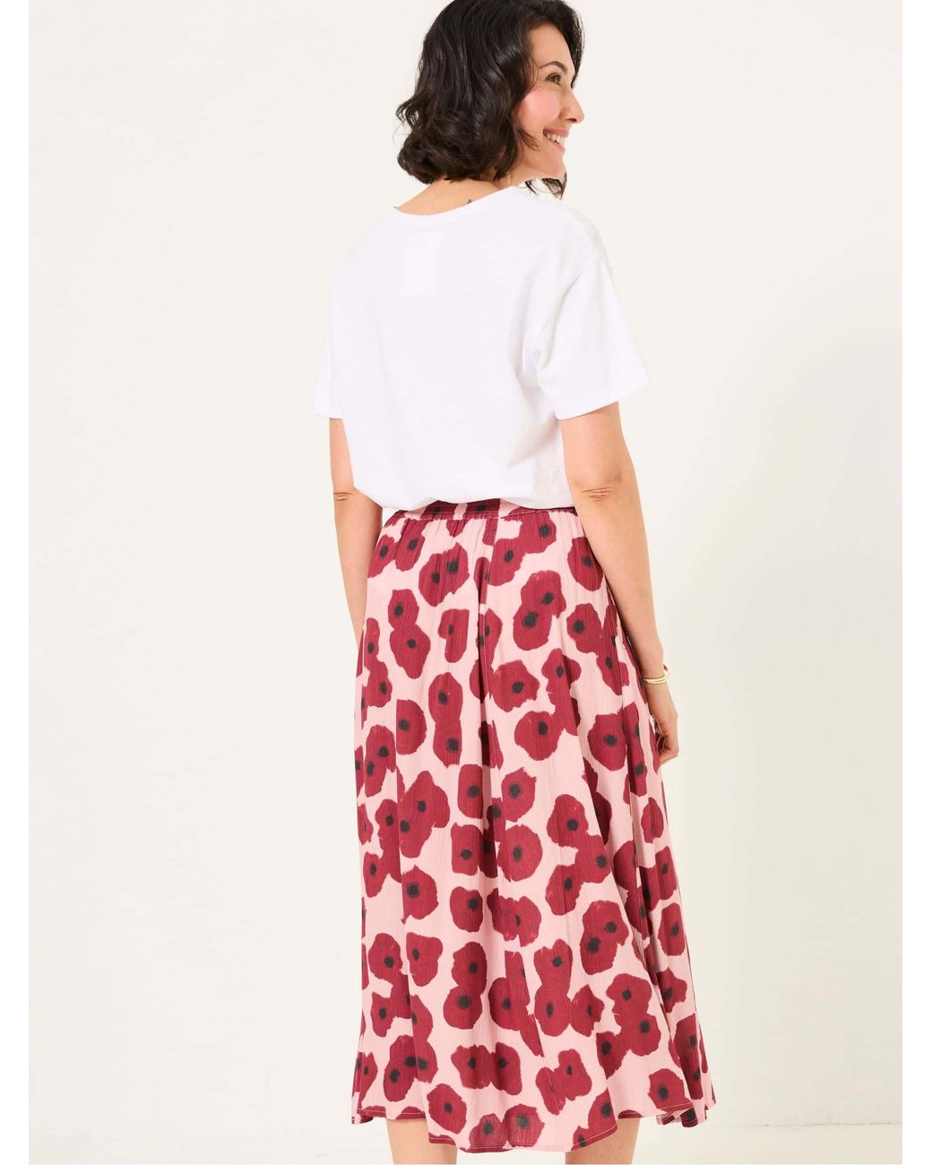 FatFace Red Millie Midi Skirt